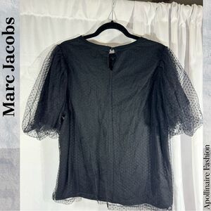 MARC JACOBS RUNWAY POLKA DOT LACE TOP SIZE 8 NEW IN BLACK ON BLACK